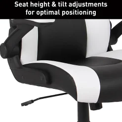 RS Gaming™ RGX Faux Leather High-Back Gaming Office Chair, Black/White, BIFMA Compliant