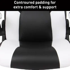 RS Gaming™ RGX Faux Leather High-Back Gaming Office Chair, Black/White, BIFMA Compliant