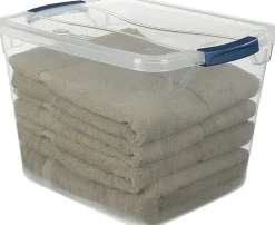Rubbermaid® Cleverstore Storage Tote With Latching Lid, 30 Qt, 18-3/4" x 13-3/8" x 10-1/2", Clear