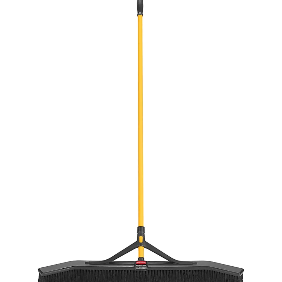 Rubbermaid Commercial Maximizer Push-To-Center 36" Brooms - Polypropylene Bristle - 58.1" Overall Length - Steel Handle - 6 / Carton