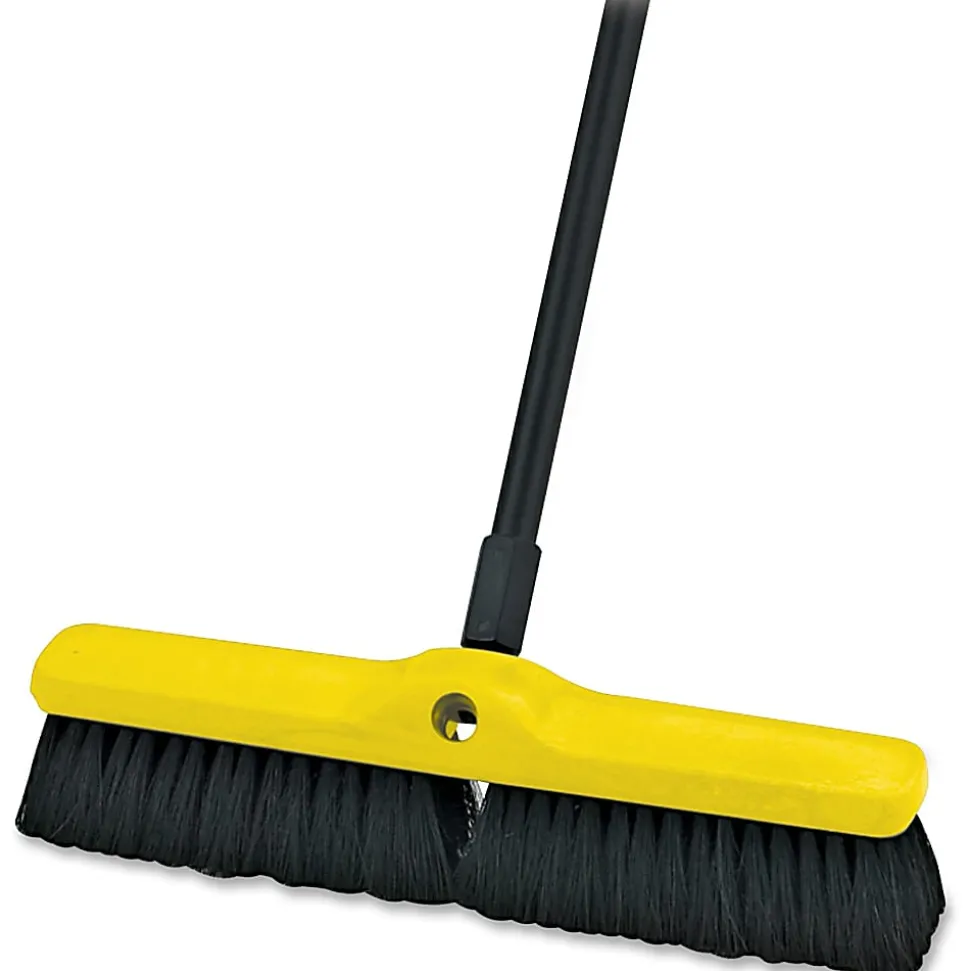 Rubbermaid Commercial Medium Sweep Plastic Foam Block - 3" Tampico Bristle - 18" Brush Face - 1 Each - Black