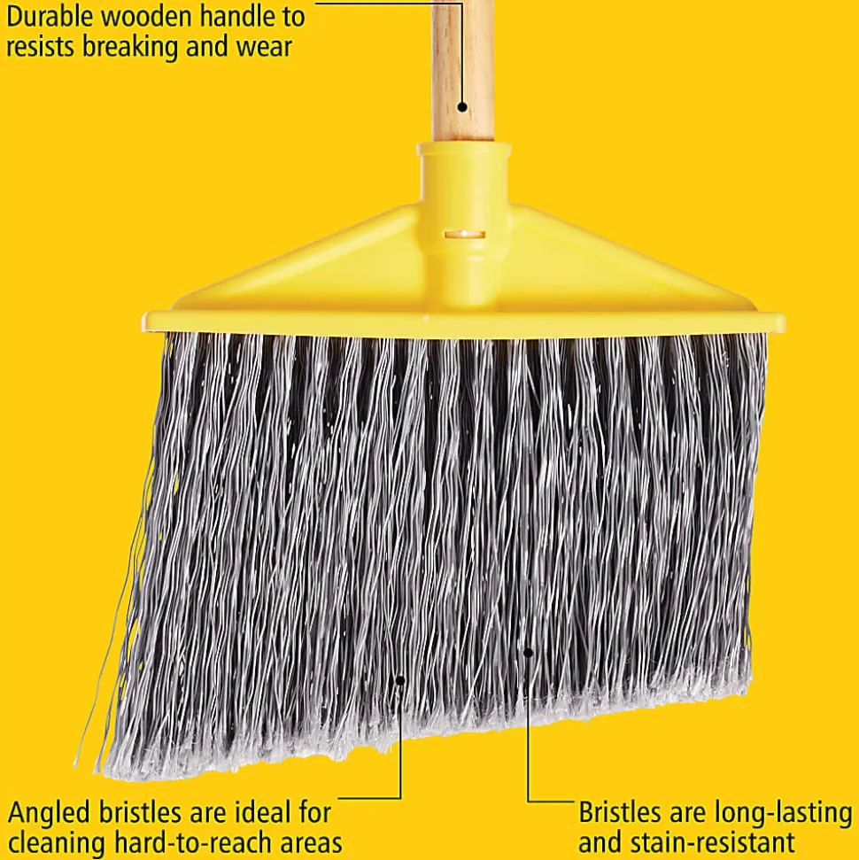 Rubbermaid Commercial Products 10.5" Angle Broom, Vinyl-Coated Metal Handle, Flagged Polypropylene Fill, Yellow