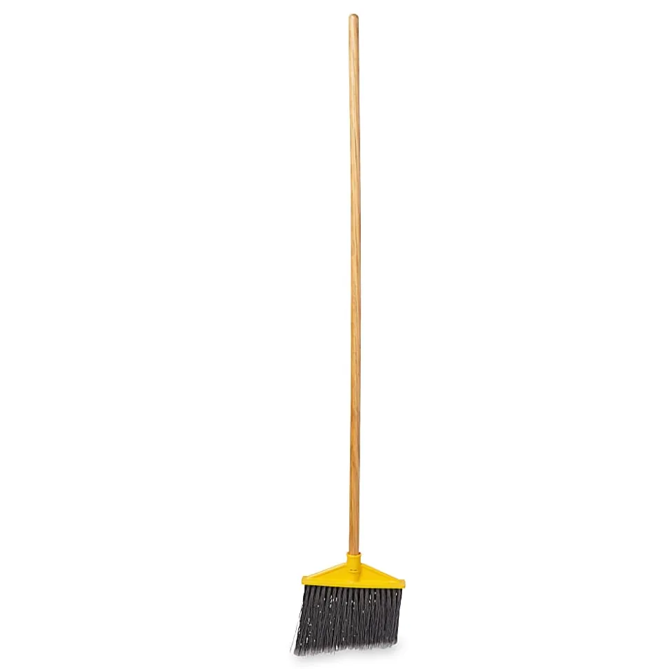 Rubbermaid Commercial Products 10.5" Angle Broom, Vinyl-Coated Metal Handle, Flagged Polypropylene Fill, Yellow