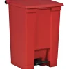 Rubbermaid Commercial Step On Container - Step-on Opening - Overlapping Lid - 12 gal Capacity - Touchless/Manual - Bacteria Resistant, Puncture Resistant, Heavy Duty, Pedal Control - 21.1" Height x 15.7" Width x 16.3" Depth - Plastic - Red - 1 Each