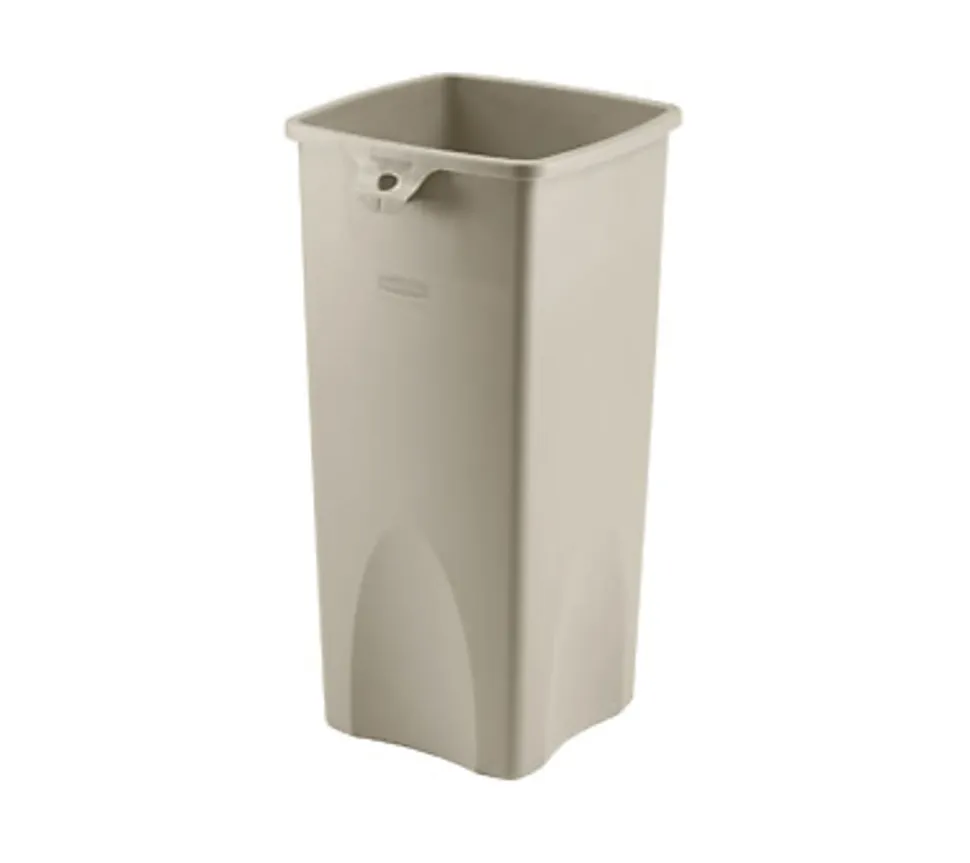 Rubbermaid Commercial Untouchable Square Container - 23 gal Capacity - Square - Crack Resistant - 32.9"x16.5"x 15.5" Depth - Plastic - Beige