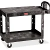Rubbermaid 4525 HD 2-Shelf Utility Cart Flat Shelf (Med) - 2 Shelf - Push Handle Handle - 500 lb Capacity - FG452500BLA