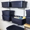 Rubbermaid® Roughneck Tote With Lid, 10 Gallons, 8-7/8"H x 15-7/8"W x 23-7/8"D, Dark Indigo Metallic