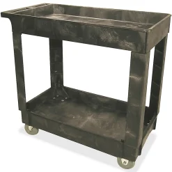 Rubbermaid® 2-Shelf Service/Utility Cart, 31 1/4"H x 16"W x 34"D, Black
