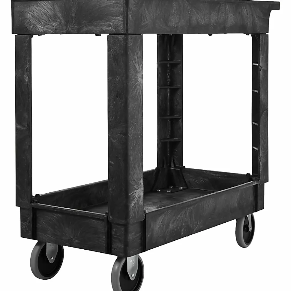 Rubbermaid® 2-Shelf Service/Utility Cart, 31 1/4"H x 16"W x 34"D, Black