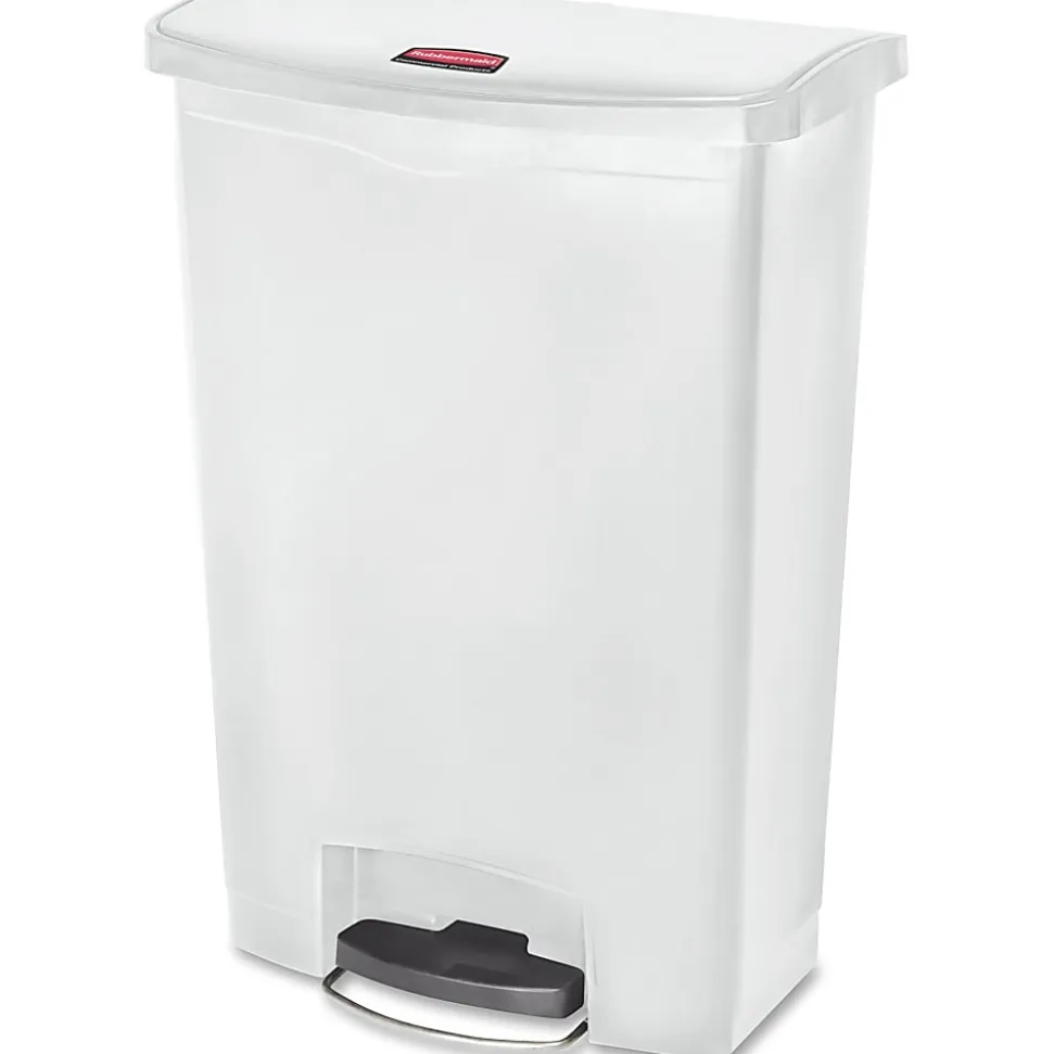 Rubbermaid® Slim Jim Rectangular Plastic Wastebasket, Step-On, 24 Gallons, White