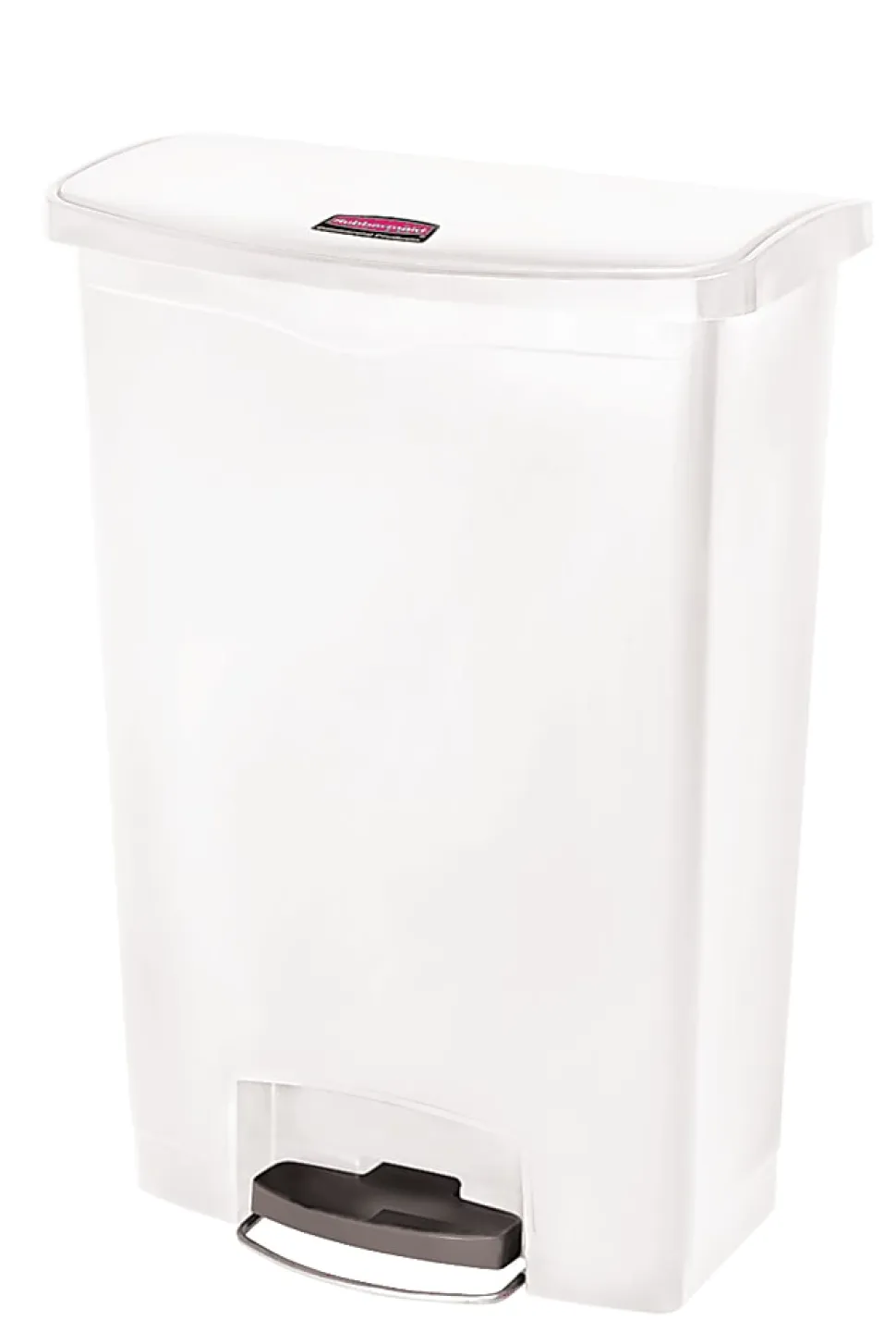 Rubbermaid® Slim Jim Rectangular Plastic Wastebasket, Step-On, 24 Gallons, White