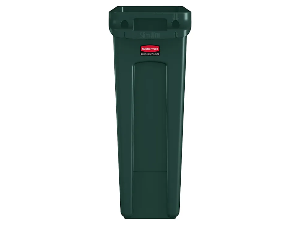 Rubbermaid® Slim Jim Rectangular Polyethylene Vented Waste Receptacle, 23 Gallons, Green