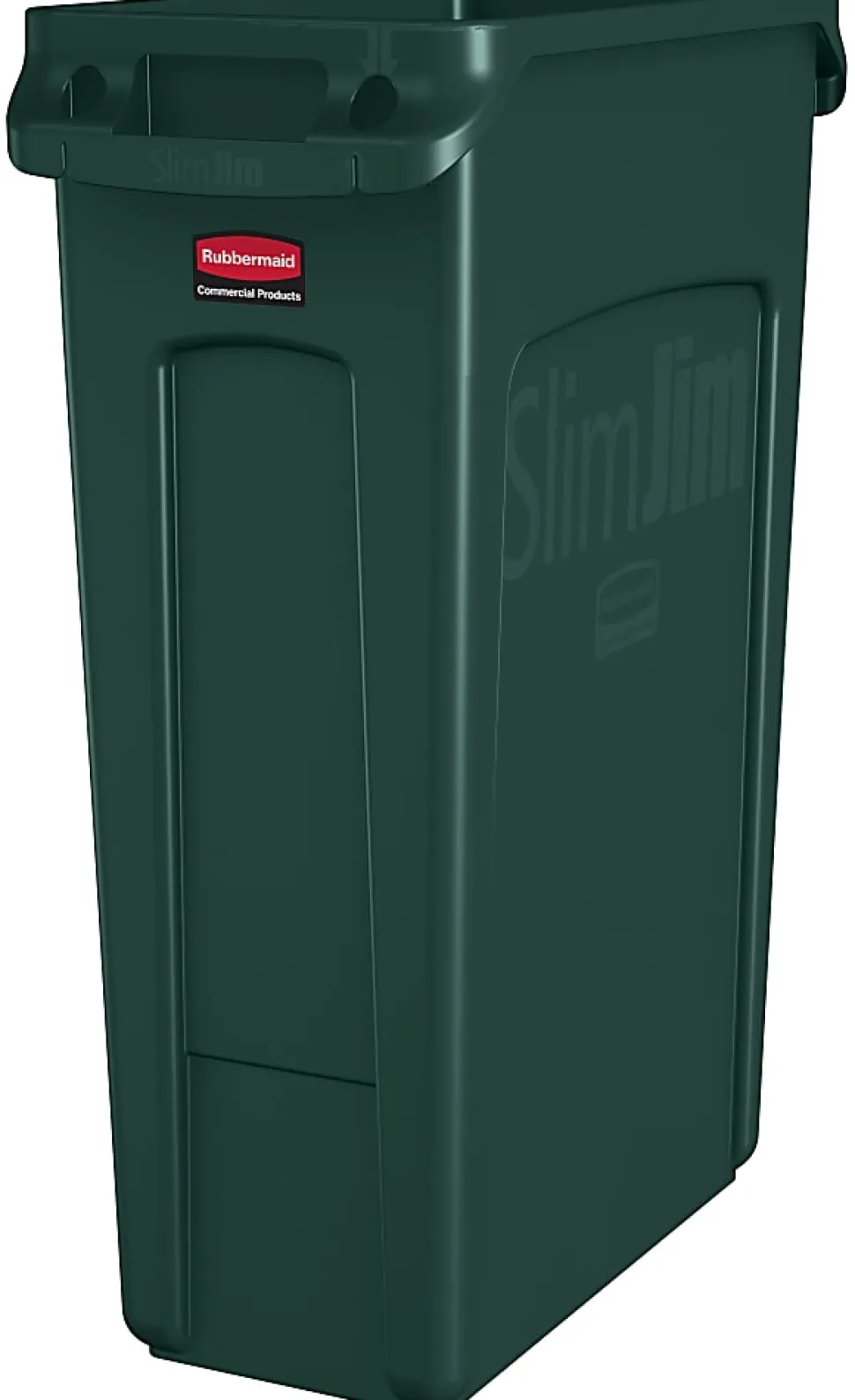 Rubbermaid® Slim Jim Rectangular Polyethylene Vented Waste Receptacle, 23 Gallons, Green