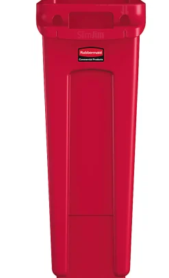 Rubbermaid® Slim Jim Rectangular Polyethylene Vented Waste Receptacle, 23 Gallons, Red