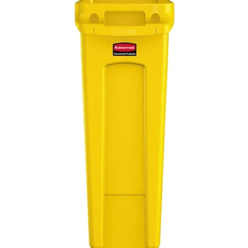 Rubbermaid® Slim Jim Rectangular Polyethylene Vented Waste Receptacle, 23 Gallons, Yellow