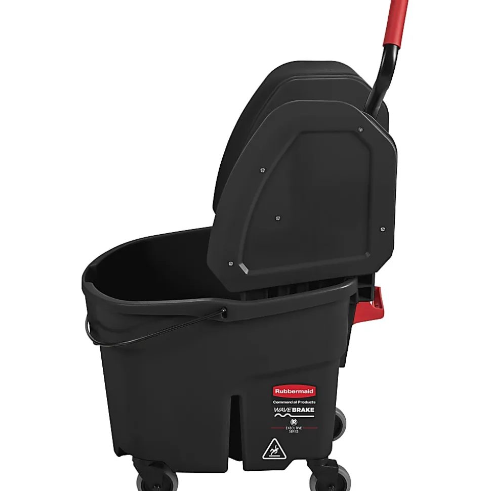 Rubbermaid® WaveBrake Down Press Mop Bucket, 27-7/16" x 16-1/16", Black