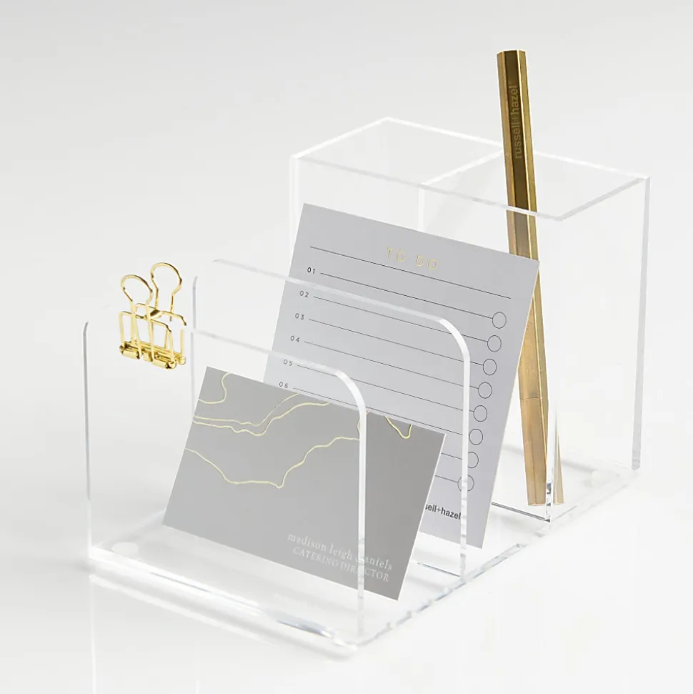 Russell & Hazel Acrylic Desktop Organizer, 4”H x 6”W x 4”D, Clear