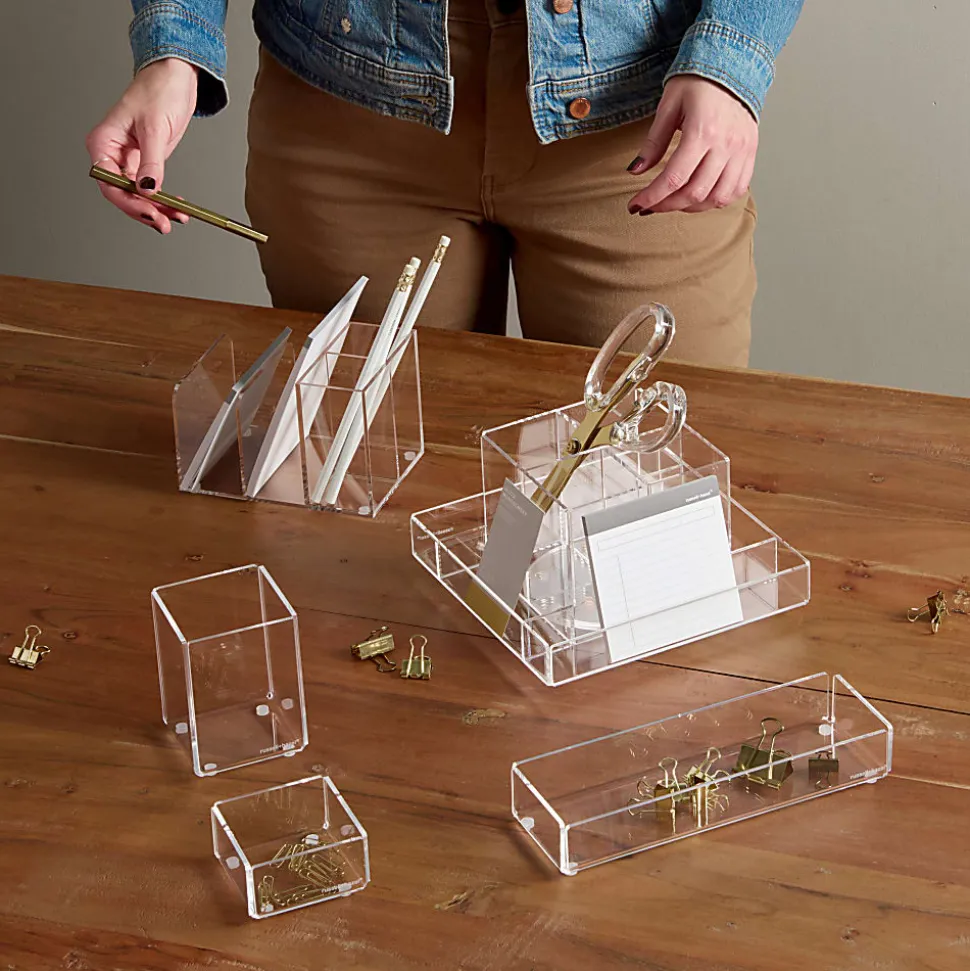 Russell & Hazel Acrylic Desktop Organizer, 4”H x 6”W x 4”D, Clear