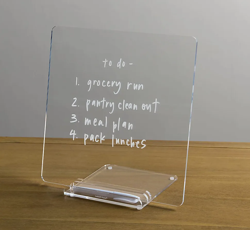 Russell & Hazel Dry-Erase Acrylic Memo Board, 12”H x 12”W x 6-1/2”D, Clear