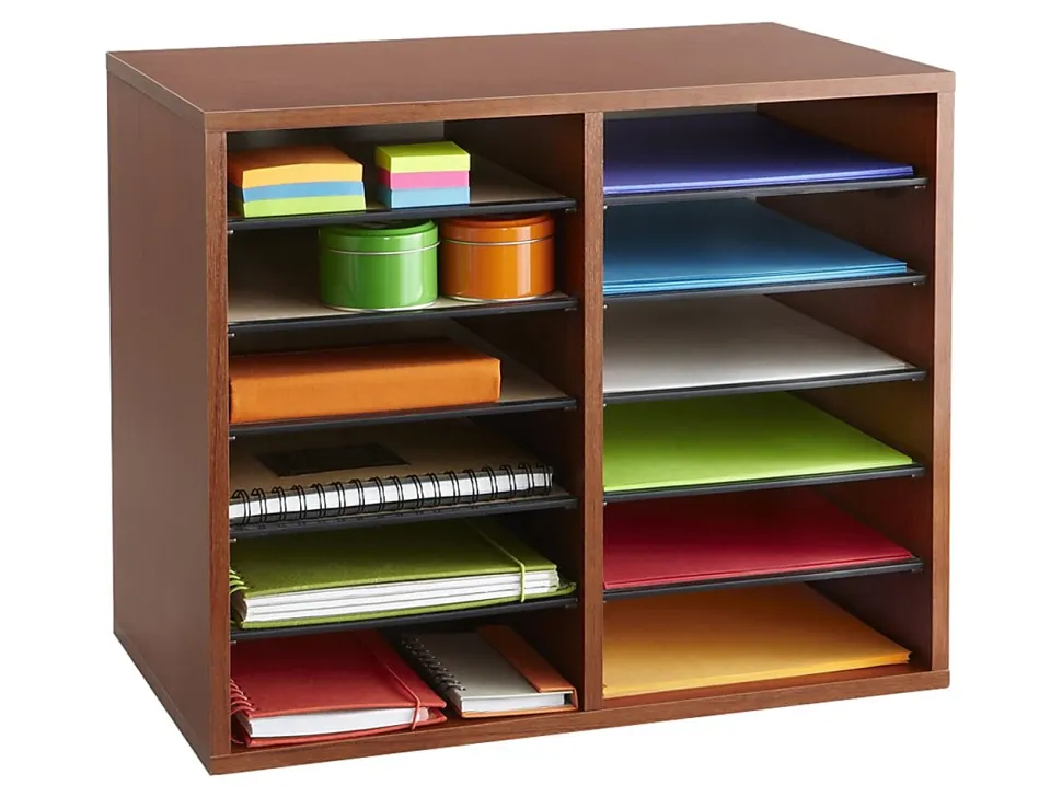 Safco® Adjustable Literature Organizer, 9" x 11 1/2" x 2 3/8", Cherry