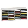 Safco® Adjustable Wood Literature Organizer, 16 3/8"H x 39 3/8"W x 11 3/4"D, 24 Compartments, Gray