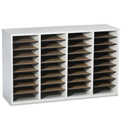 Safco® Adjustable Wood Literature Organizer, 24"H x 39-3/8"W x 11-3/4"D, 36 Compartments, Gray
