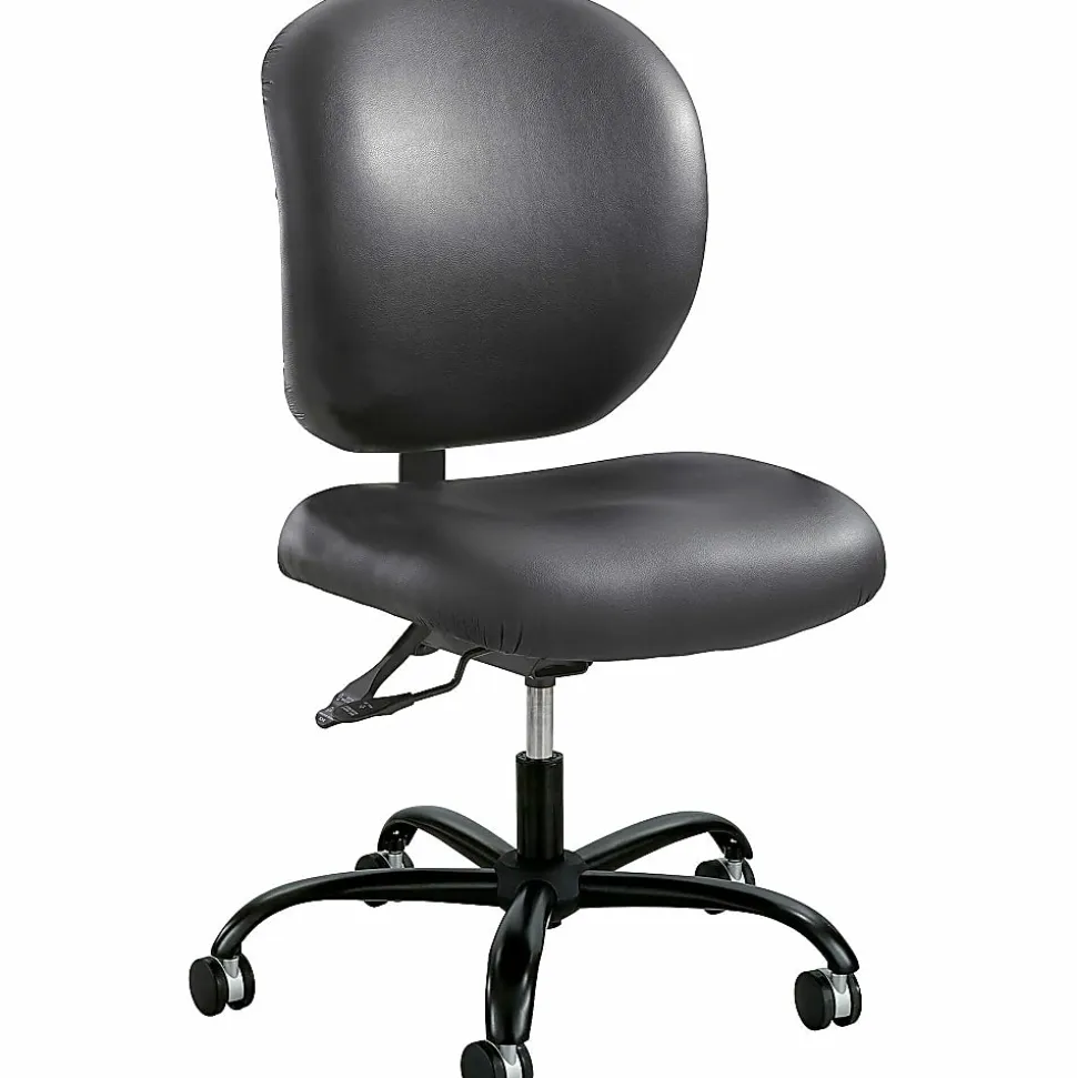 Safco® Alday™ 24/7 Task Chair, Faux Leather, Black
