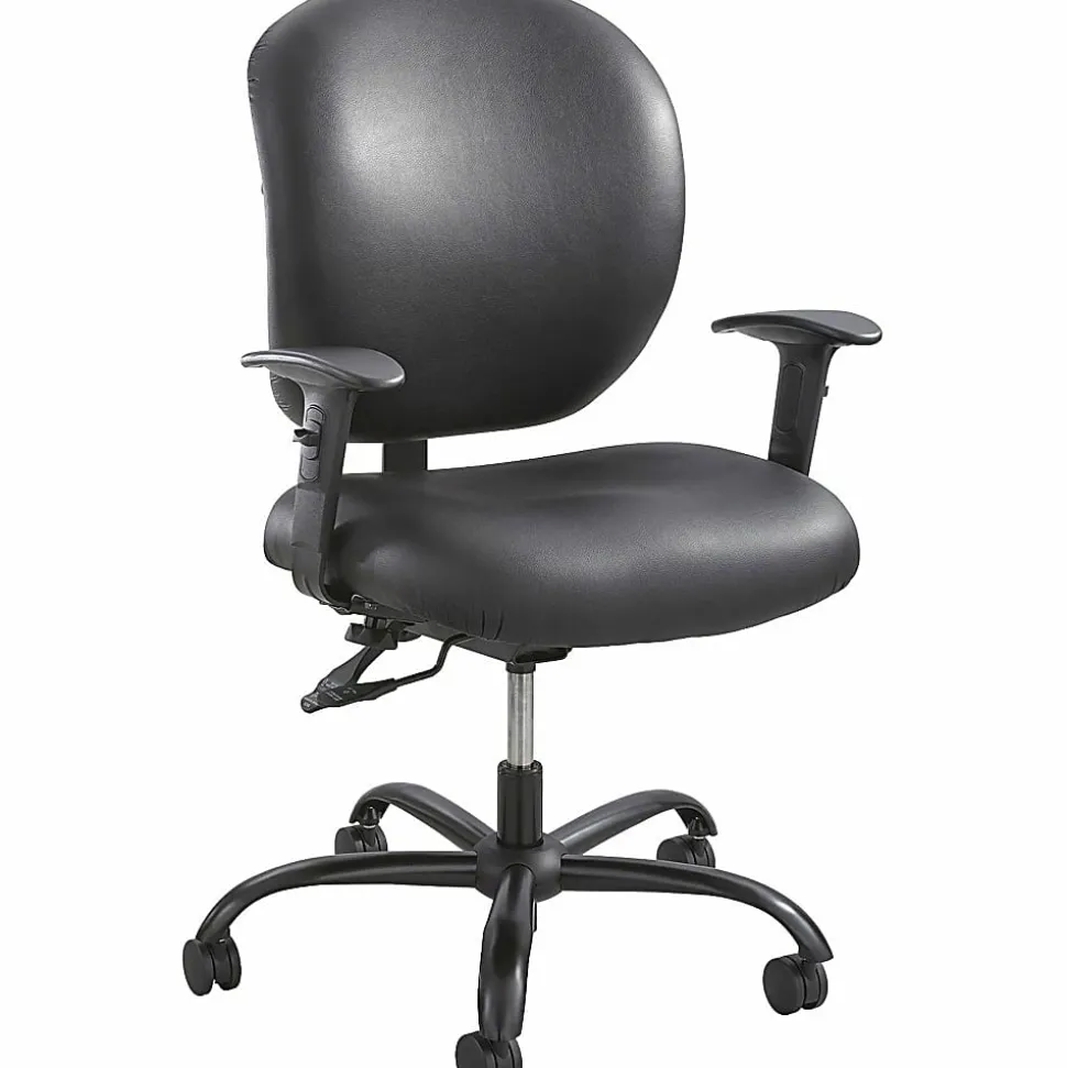 Safco® Alday™ 24/7 Task Chair, Faux Leather, Black