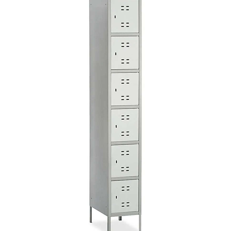 Safco® 6-Box Single-Column 2-Tone Locker With Legs, 78"H x 18"W x 12"D, Gray