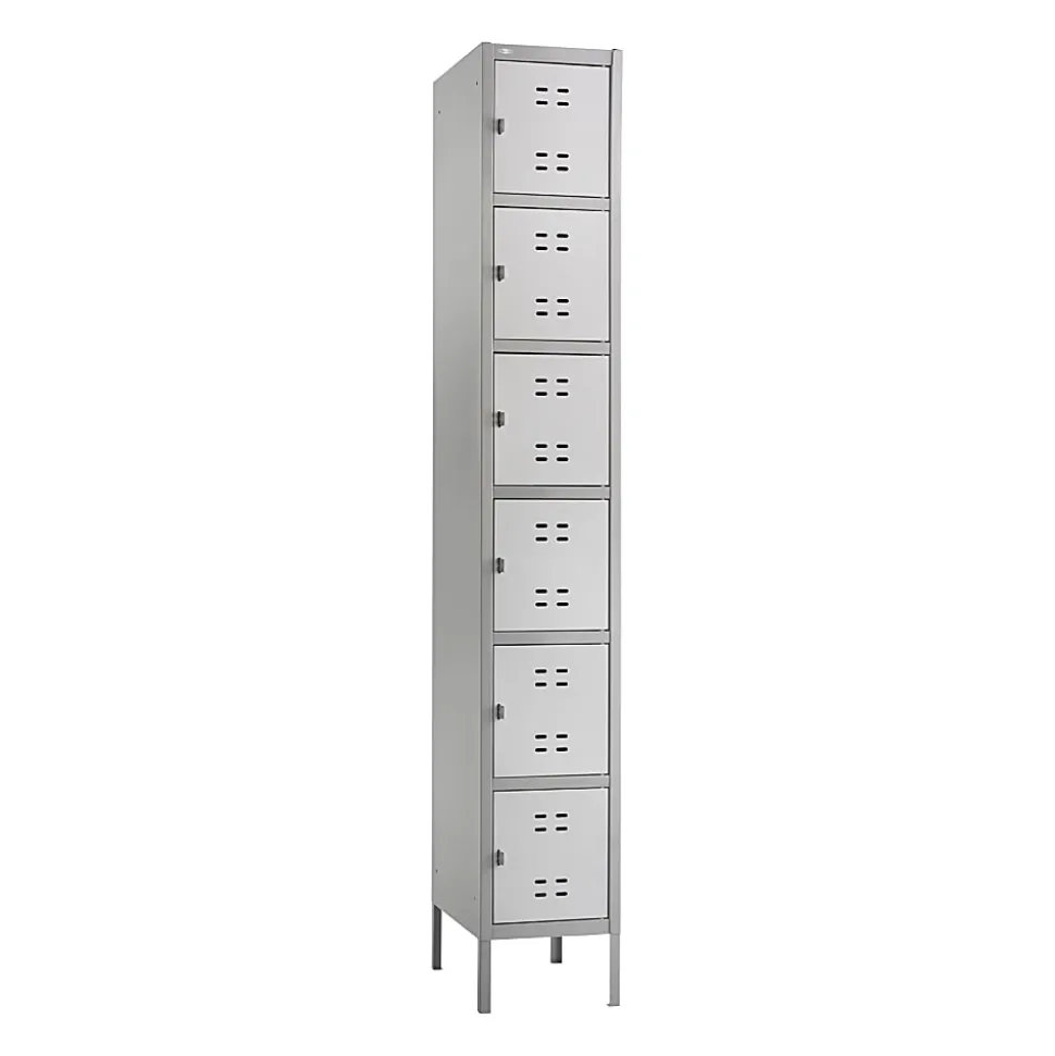 Safco® 6-Box Single-Column 2-Tone Locker With Legs, 78"H x 18"W x 12"D, Gray