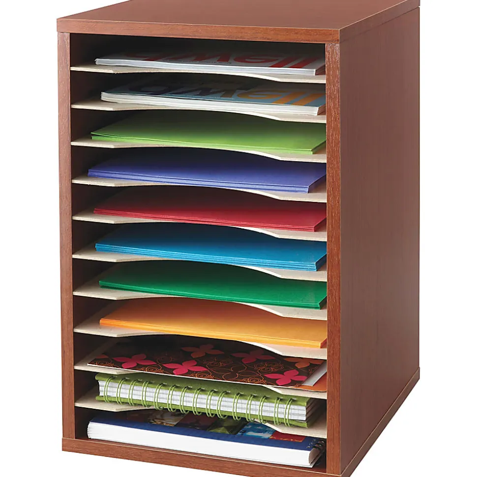 Safco® Compact Adjustable Shelf Organizer, 16" x 10 13/16" x 12", Cherry