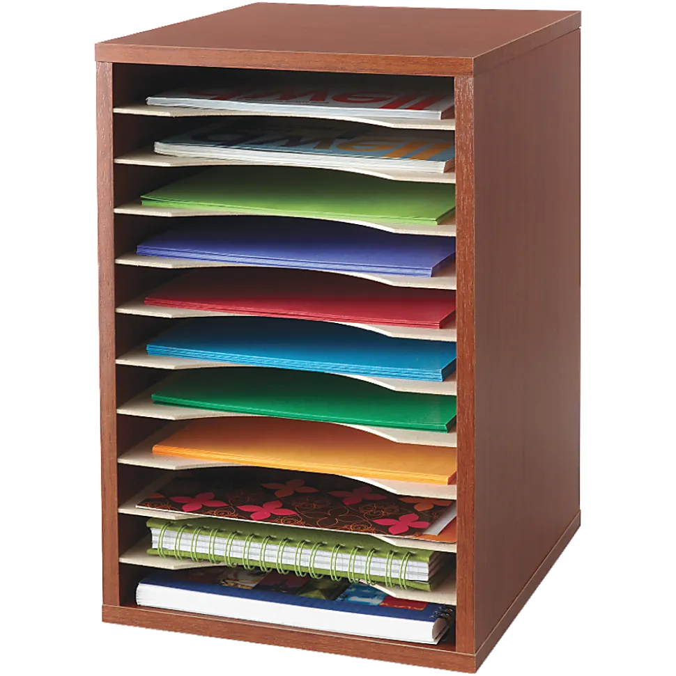 Safco® Compact Adjustable Shelf Organizer, 16" x 10 13/16" x 12", Cherry