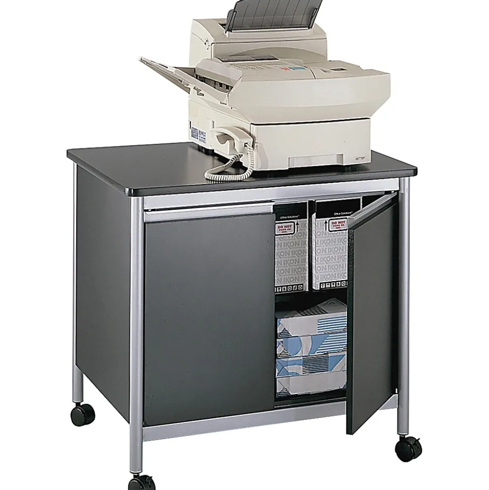 Safco® Deluxe Machine Stand, 30 1/8"H x 32"W x 24 1/2"D, Black/Silver