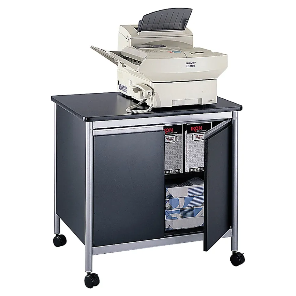 Safco® Deluxe Machine Stand, 30 1/8"H x 32"W x 24 1/2"D, Black/Silver