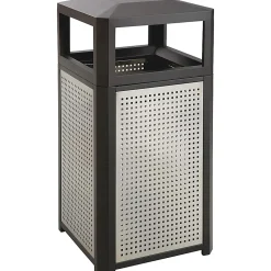 Safco Evos Series Steel Waste Receptacle, 38-Gallon, Black/Gray