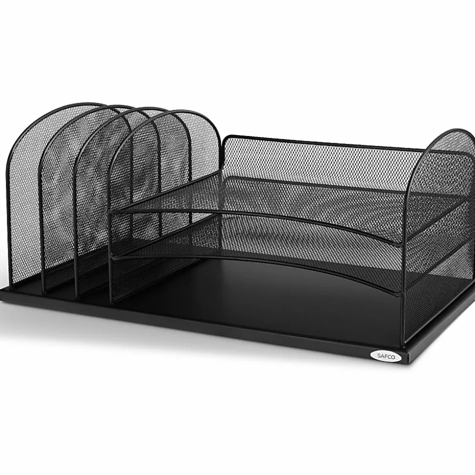 Safco® Horizontal Mesh Desk Organizer, 8 1/4"H x 19 1/2"W x 11 1/2"D, Black