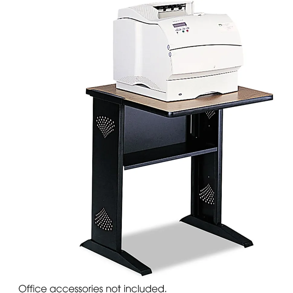Safco® Melamine/Steel Fax/Printer Stand, 30"H x 24"W, Black/Mahogany/Medium Oak