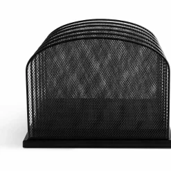 Safco Mesh Desk Organizers, 5 Compartment(s), 2", 8.3"H x 12.5"W x 11.3"D, Desktop, Black, Steel, 1Each