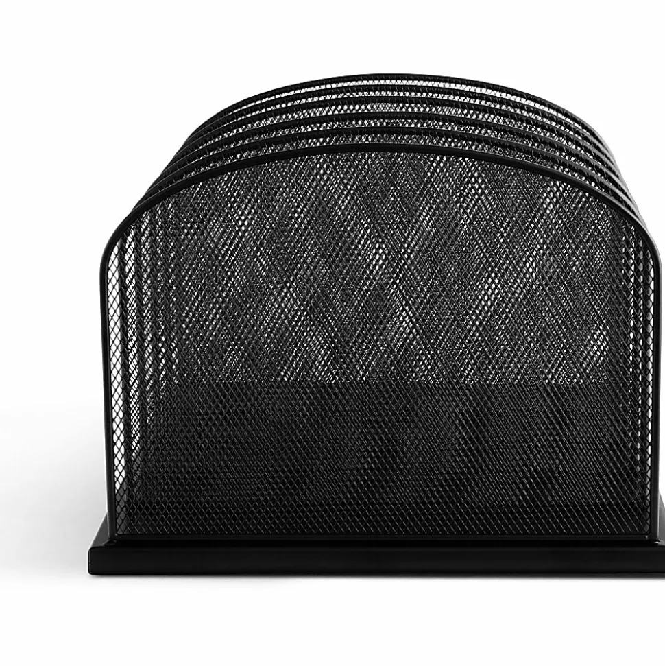 Safco Mesh Desk Organizers, 5 Compartment(s), 2", 8.3"H x 12.5"W x 11.3"D, Desktop, Black, Steel, 1Each