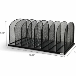Safco Mesh Desk Organizers, 8 Compartment(s), 2", 8.3"H x 19.3"W x 11.5"D, Desktop, Black, Steel, 1Each