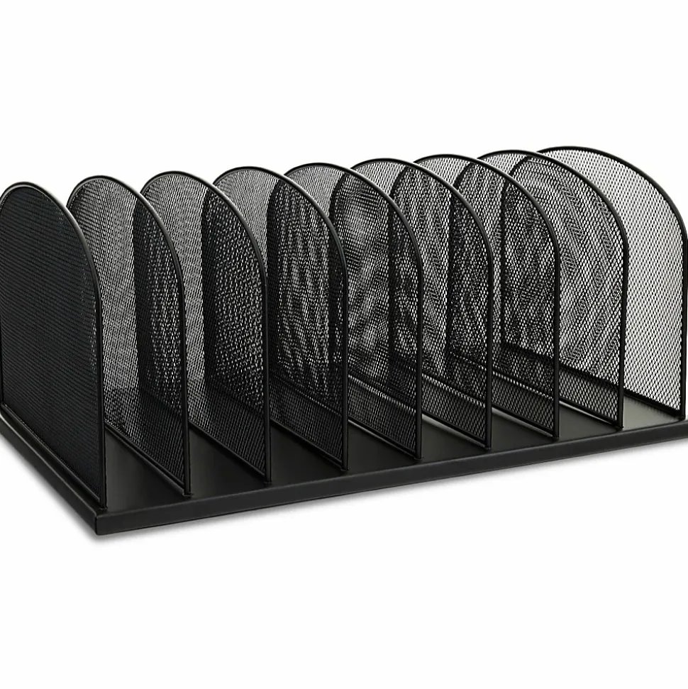 Safco Mesh Desk Organizers, 8 Compartment(s), 2", 8.3"H x 19.3"W x 11.5"D, Desktop, Black, Steel, 1Each