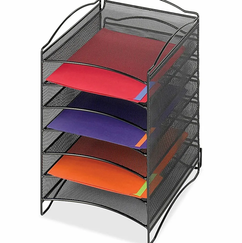 Safco® Onyx™ 6-Compartment Mesh Literature Organizer, Black