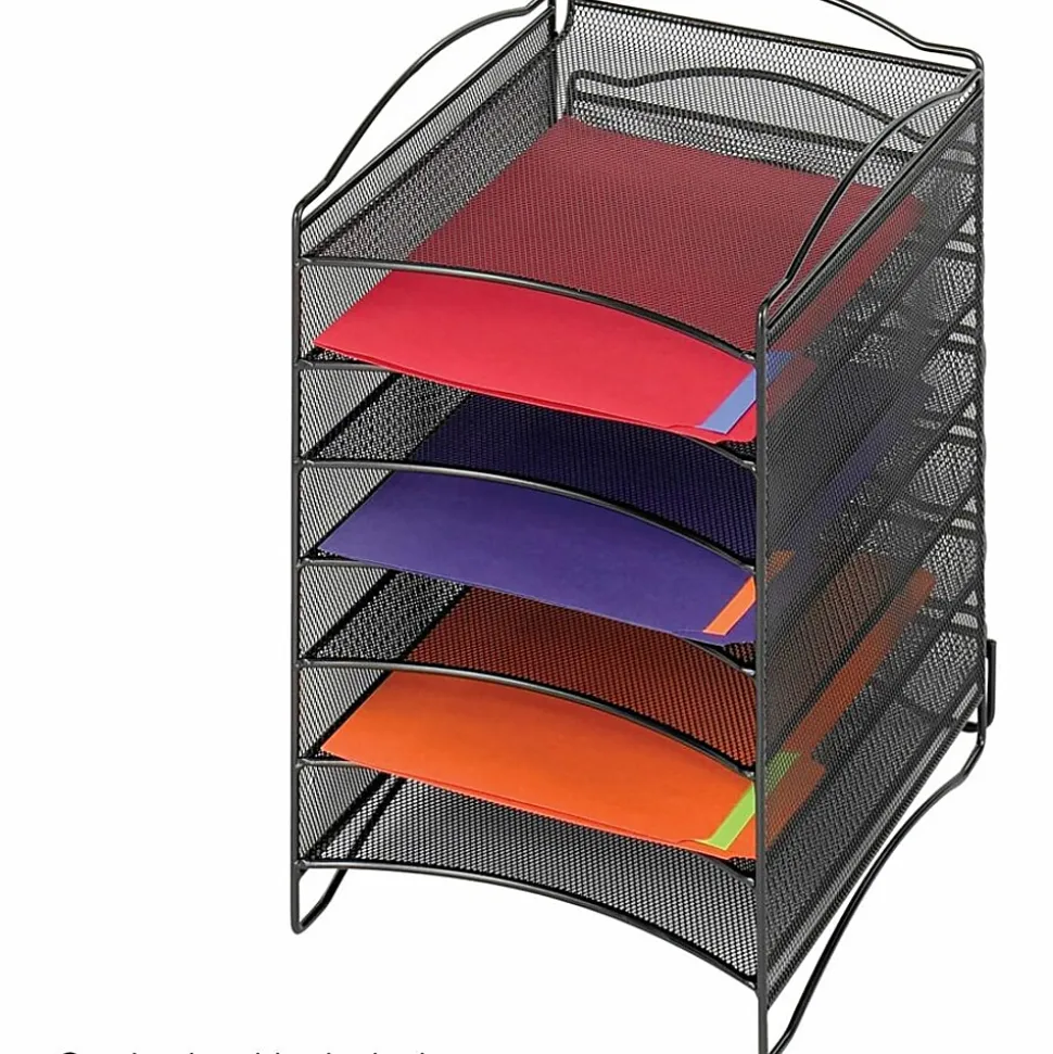 Safco® Onyx™ 6-Compartment Mesh Literature Organizer, Black