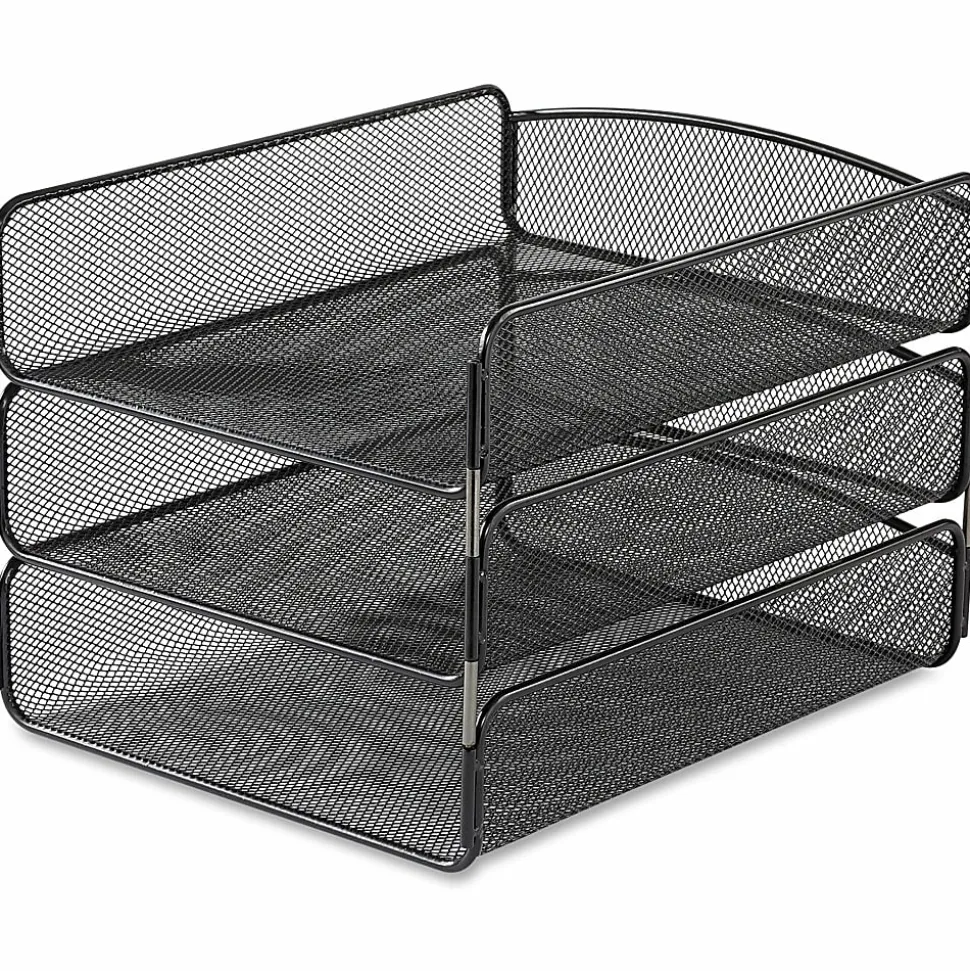 Safco® Onyx Cubicle Panel Triple Letter Tray, 9 1/4" x 11 3/4" x 8", Black