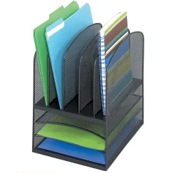 Safco® Onyx™ Mesh Desk Organizer, 3 Horizontal/5 Upright, 13" H x 11½" W x 9½" D, Black
