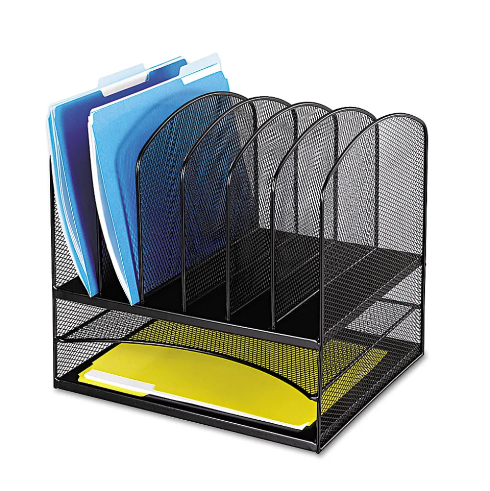 Safco® Onyx Mesh Desk Organizer, 13"H x 13 3/4"W x 11 1/2"D, Black