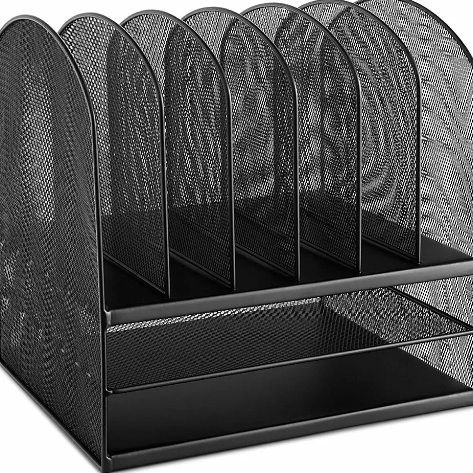 Safco® Onyx Mesh Desk Organizer, 13"H x 13 3/4"W x 11 1/2"D, Black