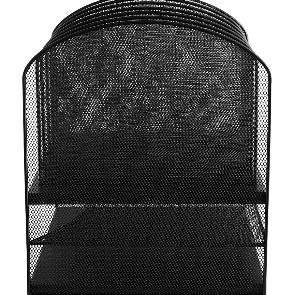 Safco® Onyx Mesh Desk Organizer, 13"H x 13 3/4"W x 11 1/2"D, Black