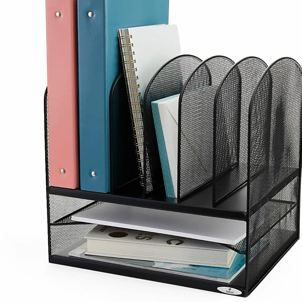 Safco® Onyx Mesh Desk Organizer, 13"H x 13 3/4"W x 11 1/2"D, Black
