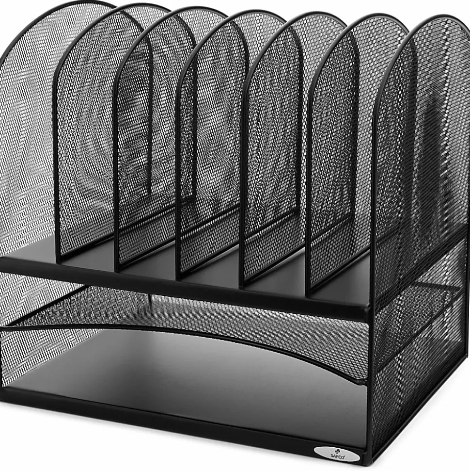 Safco® Onyx Mesh Desk Organizer, 13"H x 13 3/4"W x 11 1/2"D, Black